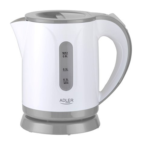 Adler | Kettle | AD 1371g | Electric | 850 W | 0.8 L | Stainless steel/Polypropylene | 360° rotational base | White/Grey